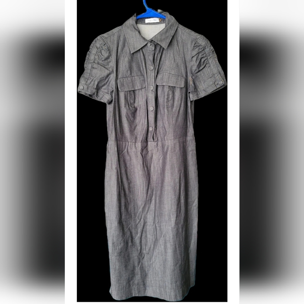Calvin Klein Gray Puff Sleeve Sheath Dress